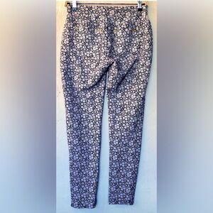 Michael Kors Floral Print Skinny Pants Black and  White with Gold Hardware Small